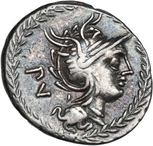 obverse: Mn. Lucilius M.f. Denarius, 101 BC