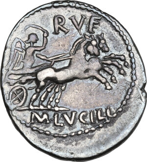 reverse: Mn. Lucilius M.f. Denarius, 101 BC