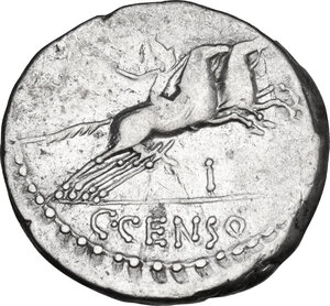 reverse: C. Marcius Censorinus. Denarius, 88 BC