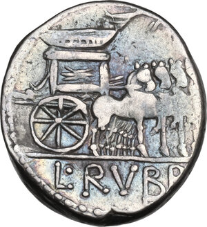 reverse: L. Rubrius Dossenus. Denarius, Rome mint 87 BC