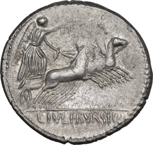 reverse: L. Julius Bursio. Denarius, Rome mint, 85 BC