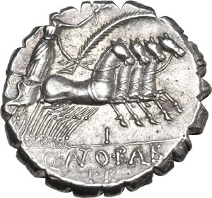 reverse: Q. Antonius Balbus. Denarius serratus, Rome mint, 83-82 BC