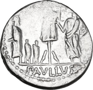 reverse: L. Aemilius Lepidus Paullus. Denarius, Rome mint, 62 BC. Obv: Rev: TCr. 415/1, B. 10 (Aemilia)