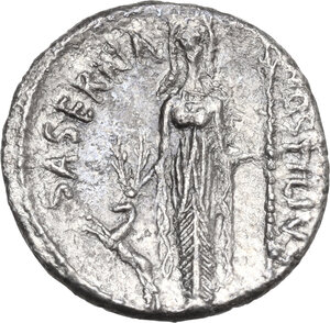 reverse: L. Hostilius Saserna. AR Denarius, 48 BC