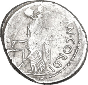 reverse: Mn. Cordius Rufus. AR Denarius, Rome mint, 46 BC