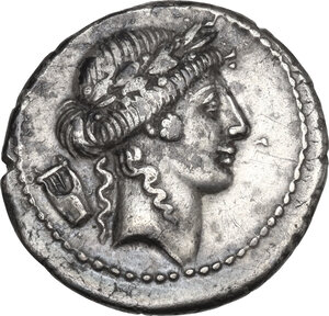 obverse: P. Clodius. AR Denarius, Rome mint, 42 BC