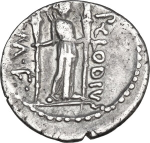 reverse: P. Clodius M.f. Turrinus. AR Denarius, 42 BC
