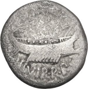 obverse: Mark Antony. AR Denarius, mint moving with Marcus Antonius, 32-31 BC