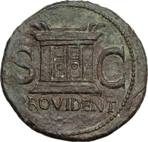 reverse: Divus Augustus (died 14 AD). AE As, struck under Tiberius, c. 22-30 AD