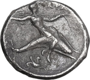 reverse: Southern Apulia, Tarentum. AR Nomos, c. 280 BC