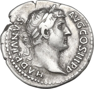obverse: Hadrian (117-138). AR Denarius, 130 AD