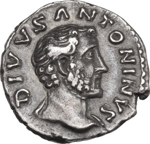obverse: Divus Antoninus Pius (after 161 AD). AR Denarius