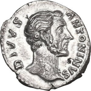 obverse: Divus Antoninus Pius (after 161 AD). AR Denarius. Commemorative issue, struck under Marcus Aurelius and Lucius Verus, AD 162