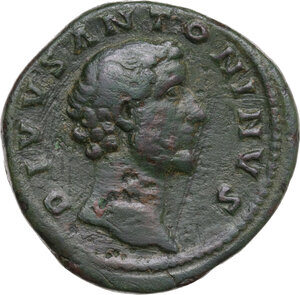 obverse: Divus Antoninus Pius (after 161 AD). AE Sestertius. Struck under Marcus Aurelius and Lucius Verus, 162 AD