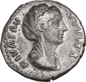 obverse: Diva Faustina I (died 141 AD). AR Denarius. Commemorative issue. Rome mint. Struck under Antoninus Pius, c. 146-161