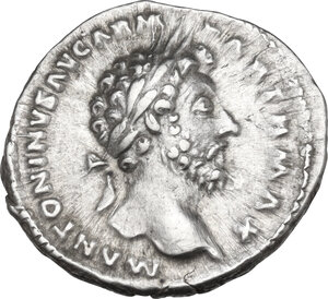 obverse: Marcus Aurelius (161-180). AR Denarius, 166-167