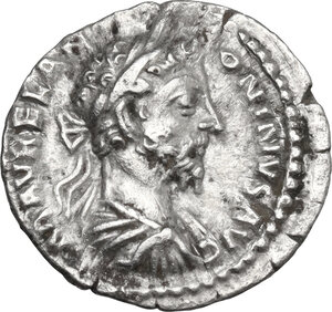 obverse: Marcus Aurelius (161-180). AR Denarius, 179 AD