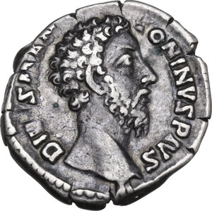 obverse: Divus Marcus Aurelius (died 180 AD). AR Denarius, struck under Commodus