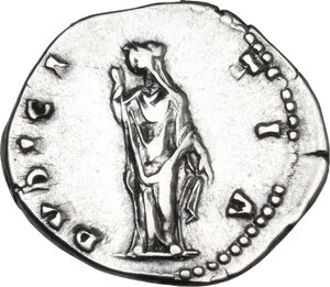 reverse: Faustina II (died 176 AD). AR Denarius, 145-161