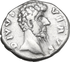 obverse: Divus Lucius Verus (died 169 AD). AR Denarius, 169 AD