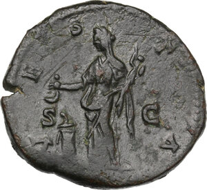 reverse: Lucilla, wife of Lucius Verus (died 183 AD). AE Sestertius, struck under Marcus Aurelius, 161-162 AD