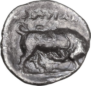 reverse: Southern Lucania, Thurium. AR Obol, 350-300 BC