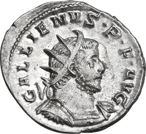 obverse: Gallienus (253-268). AR Antoninianus, Lugdunum mint, 258-9 AD