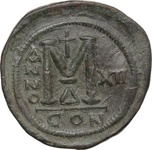 reverse: Justinian I (527-565). AE Follis, Constantinople mint, dated RY XII (538-539)