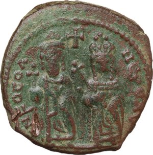 obverse: Phocas with Leontia (602-610). AE Follis, Theoupolis (Antioch) mint