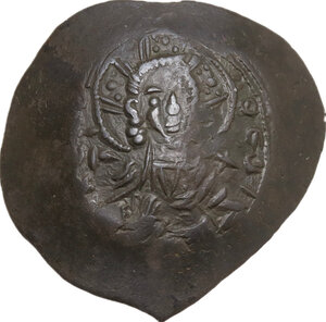 obverse: Alexius III Angelus Comnenus (1195-1203). BI Aspron Trachy, Constantinople mint, 1195-1197
