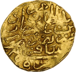 reverse: Ottoman Empire.  Sulayman II Qanuni ( the Lawgiver ) (926-974 AH / 1520-1566 AD). . AV Sultani, Sidre Qapsi mint, date off flan