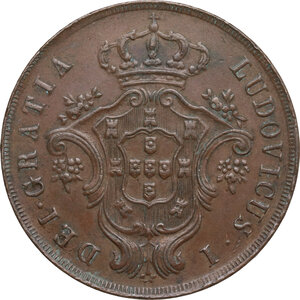 obverse: Azores.  Portuguese Administration. Luiz I (1861-1889). AE 20 Reis, 1866