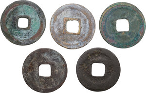 reverse: China.  Northern Song Dynasty, 960-1127 AD. Lot of five (5) AE cash coins