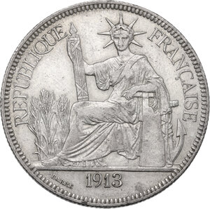 obverse: French Indochina. AR Piastre du commerce 1913