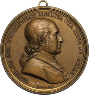 obverse: Germany.  Karl von Argenteau (1787-1879), Archbishop and Nuntius in Munich. AE Uniface Medal 1836