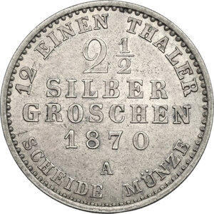 reverse: Germany. Prussia.  Wilhelm I (1861-1888). AR 2 1/2 Groschen, Berlin mint, 1870