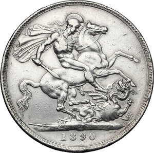 reverse: Great Britain.  Victoria (1837-1901). AR Crown, 1890