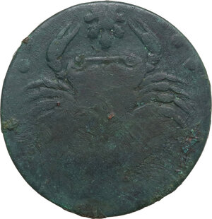 reverse: Akragas. Countermark on earlier AE Hemilitron , c. 405-367 BC