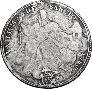 reverse: Italy.  Pius VI (1775-1799), Giovanni Angelo Braschi. AR Scudo, 1780, Roma mint