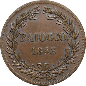 reverse: Italy .  Gregorio XVI (1831-1846), Bartolomeo Alberto  Cappellari. Baiocco A. XIII, 1843, Roma mint