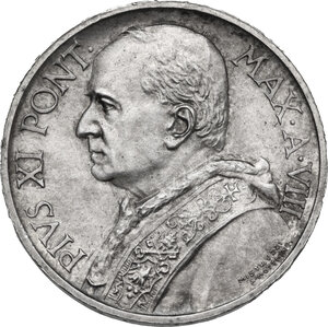 obverse: Italy .  Pio XI (1922-1938), Achille Ratti. 5 Lire A. VIII, 1929, Roma mint