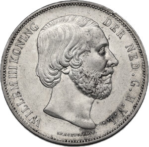 obverse: Netherlands.  Willem III (1849-1890). AR 2 1/2 gulden 1867