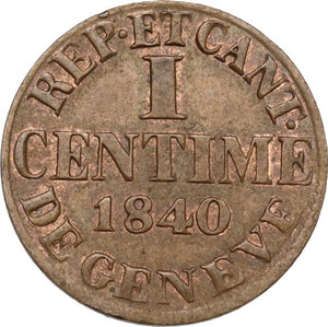 reverse: Switzerland. AE  Centime, Geneva mint, 1840