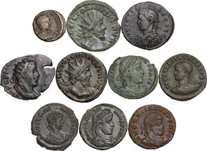 obverse: The Roman Empire. Multiple lot of ten (10) unclassified AE denominations, including: Victorinus, Constantine II, Licinius, Gratian, Valentinian and Valens