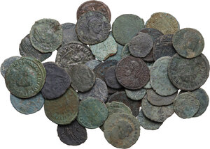 obverse: The Late Roman Empire. . Multiple lot of fourty-nine (49) unclassified AE coins