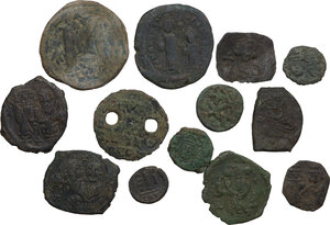 obverse: The Byzantine Empire. Multiple lot of thirteen (13) AE unclassified denominations