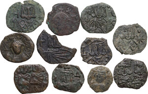 obverse: The Byzantine Empire. Lot of 11 unclassified AE folles.  8th century AD