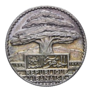 obverse: LIBANO 10 PIASTRE 1929 AG. 2 GR. qSPL