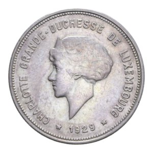 obverse: LUSSEMBURGO CHARLOTTE 5 FRANCS 1929 AG. 7,94 GR. BB/BB+