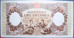 reverse: REPUBBLICA ITALIANA 10000 LIRE 10/2/1949 REGINE DEL MARE NC SPL